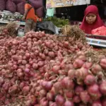 Pedagang menimbang bawang merah pesanan pembeli di Pasar Induk Manonda, Palu, Sulawesi Tengah, Rabu (3/9/2025). Setelah sempat mengalami kenaikan, harga komoditas itu kembali stabil di kisaran antara Rp40 ribu hingga Rp50 ribu per kilogram setelah pasokan dari sentra produksi bawang merah baik lokal maupun antarpulau lancar kembali. bmzIMAGES/Basri Marzuki