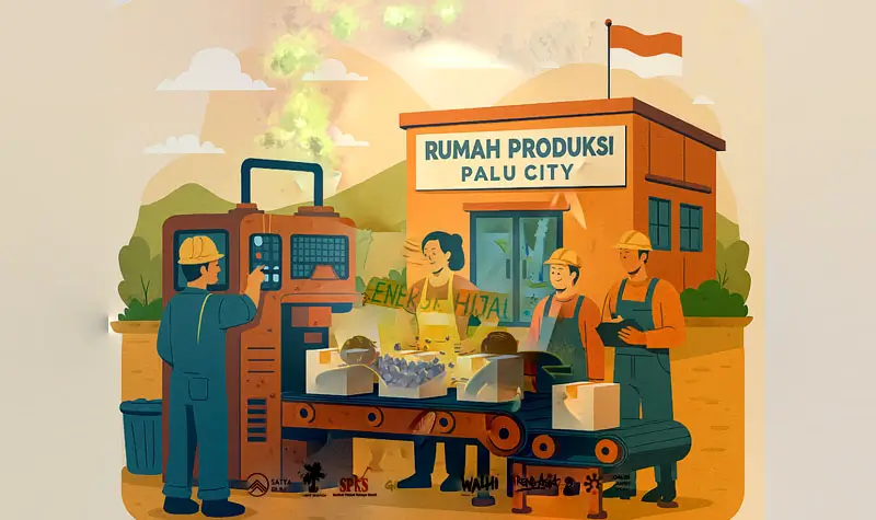 Ilustrasi rumah produksi. (©AI)