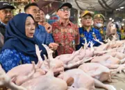 Wagub Sulteng Reny A Lamadjido bersama anggota DPRD Sulteng Henri Kusuma Muhidin, Kepala BI Sulteng Irfan Sukarna pad asidak di Pasar Masomba Palu, Selasa (17/3/2026). (©bmzIMAGES/Basri Marzuki)